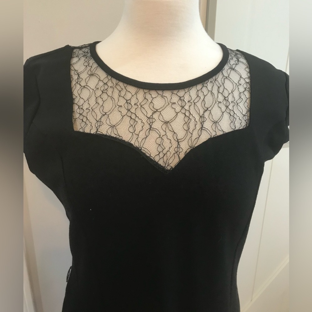 Jacob Classic Black Midi Dress With Lace - Picture 2 of 6